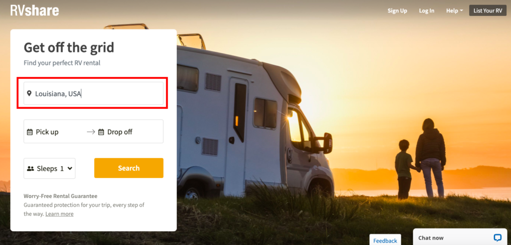 rvshare homepage