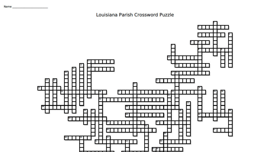 Louisiana Parish Crossword Puzzle Printable All 64 LA Parishes